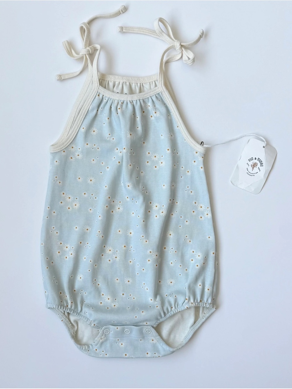 🌻Fin & Vince Daisy Fields Organic Cotton Bubble Tie Onesie NWT - Picture 7 of 7